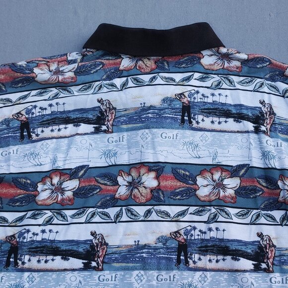 Munsingwear Classic Golf Polo Shirt men'a size L Floral and Golf Theme  Pattern - Picture 4 of 9